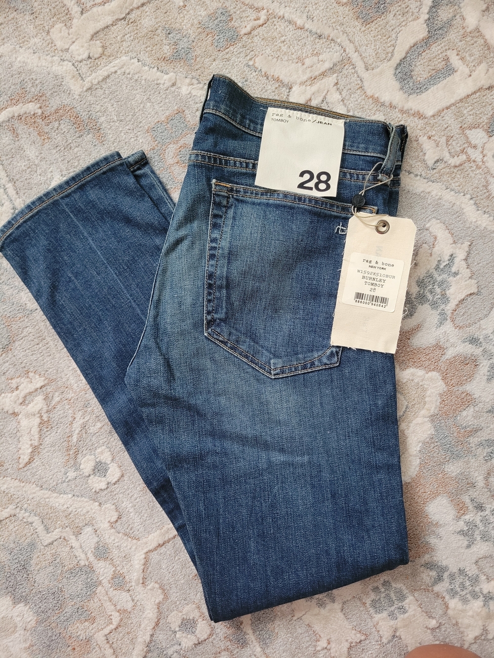 rag & bone Women's Straight-Leg Jeans — Medium Blue Denim - Picture 3 of 3